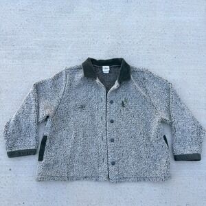 Vintage Jacket Womens Green Quilted‎ Cozy Button Shacket Cozy Casual Embroidered